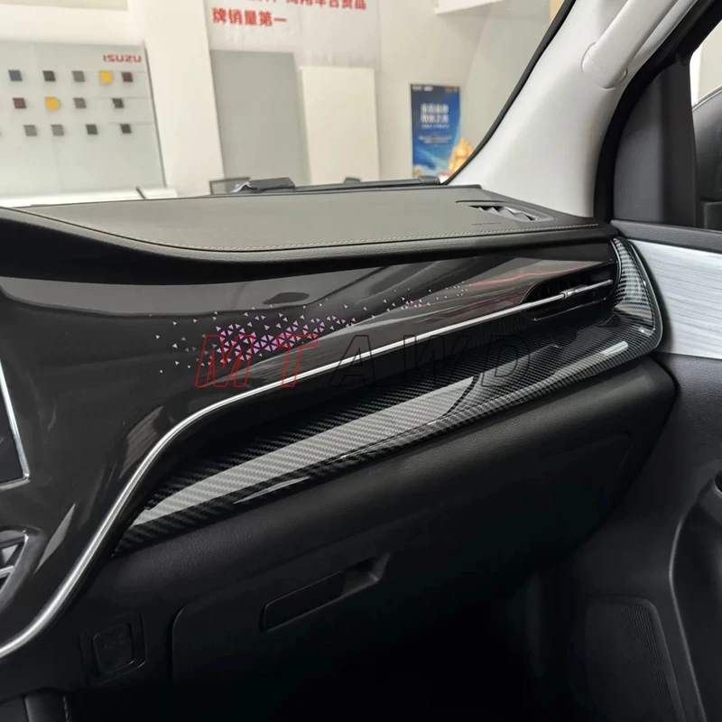 For Isuzu D-MAX DMAX Accessory 2023 2024 Carbon ABS Front Dashboard Right Side Central Control Panel Moulding Strip Protector