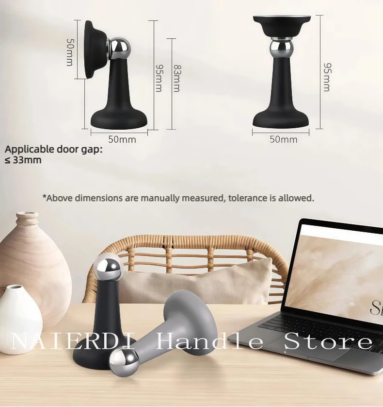 NAIERDI Silikon-Türstopper ohne Bohren, starker magnetischer Türstopper, Puffer, Anti-Kollisions-Silent-Türhalter für Zuhause, Schlafzimmer – Detail 5