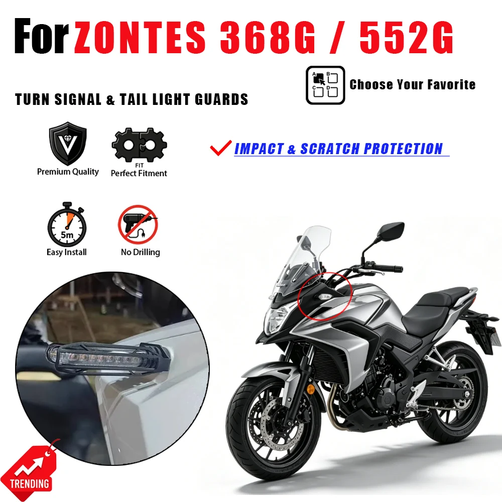 For ZONTES 368G 552G 2024-2026 Turn Signal Protector Cover Rear Tail Light Guard Accesorios Moto Intermitentes Frecce Parts