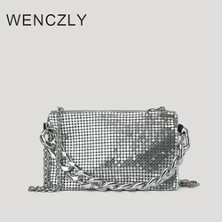 Wenczly-女性用の小さなデザイナーショルダーバッグ,金属とアルミニウムシートのクロスボディ,新しいコレクション2023