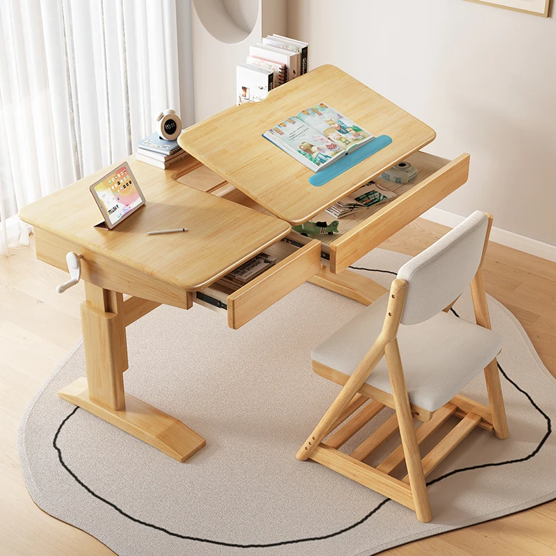 Adjustable Height Children's Study Table, Ergonomic Smart Education Learning Table and Chair