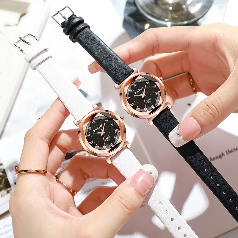 Fashion Starry Sky Dial Ladies Watches Leather Strap Women Quartz Watch Student Luxury Gift Wristwatch Relojes Para Mujer