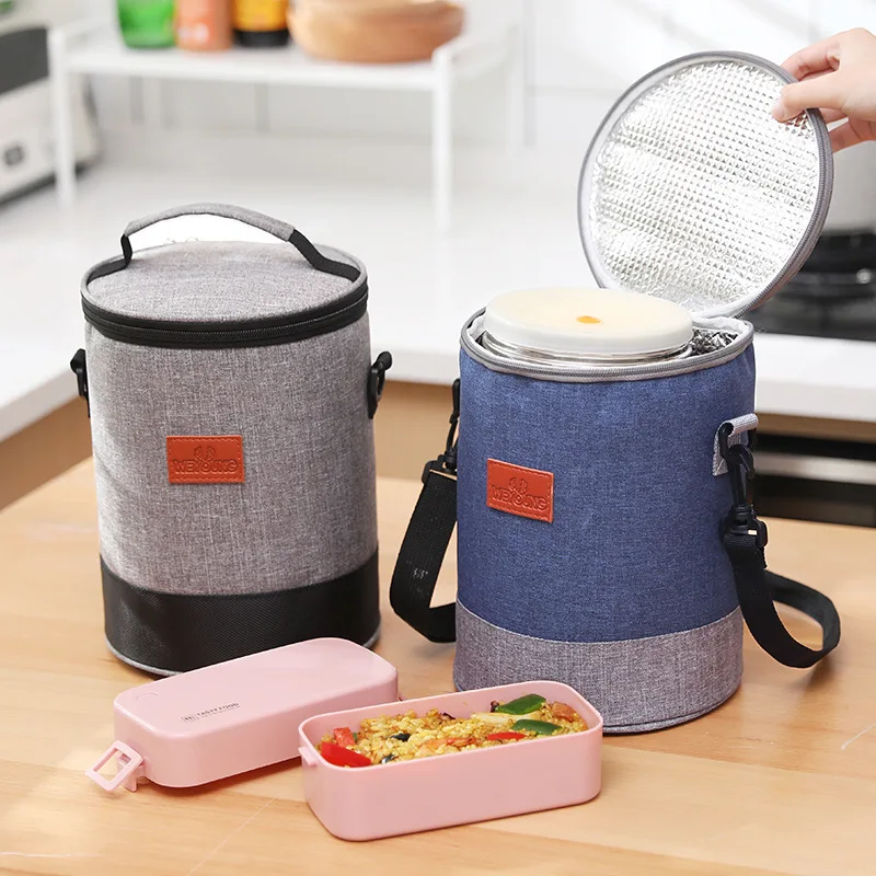 Round Thermal Insulation Lunch Bag for Women Kids Picnic Bento Box Cooler Tote Bags Food Carrier Storage Container Handbags