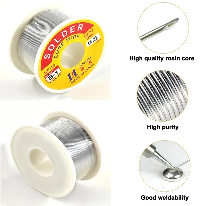 100g Tin Welding Wire Melt Rosin Core Solder Wire 63/37 Flux 2% 0.5/0.6/0.8/1.0/1.2/1.5/2.0mm Soldering Iron Tin For Electrical view 2