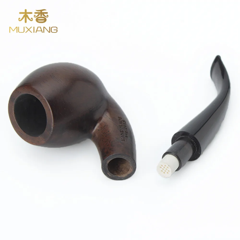 Top Grade Ebony Wood Pipe，9mm Filter Tobacco Pipe ，Handmade Smoke Pipe Vintage Bent Smoke Pipe ，1 Set  （10pcs）smoking Accessory