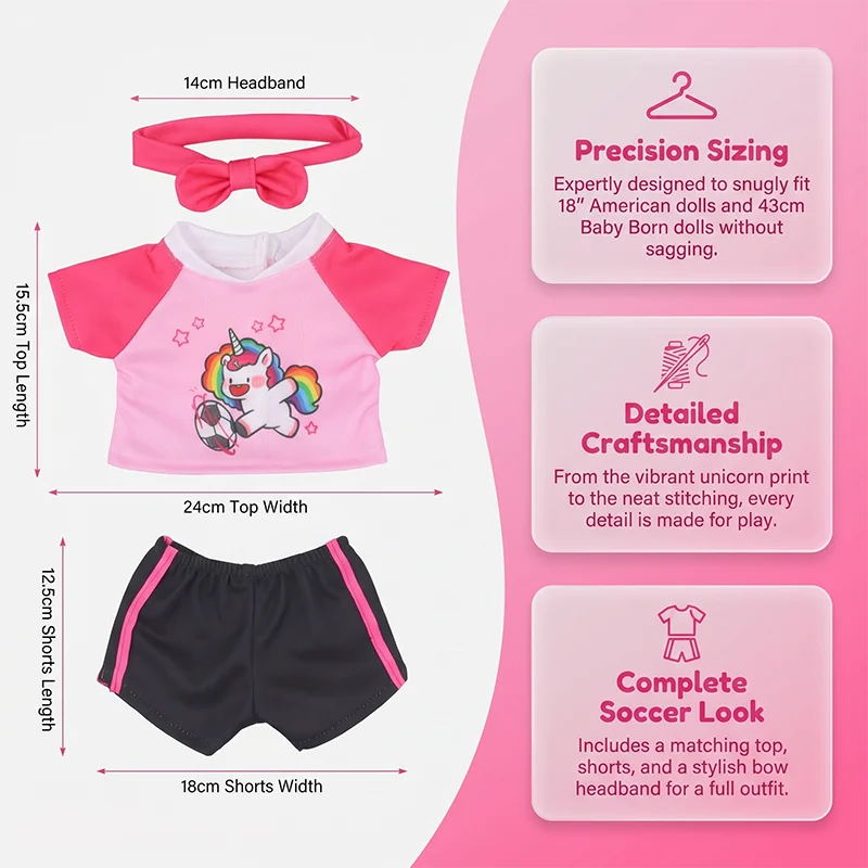 Soccer Jersey Football Uniform Sportswear Outfit Set Clothes Accessories for 18