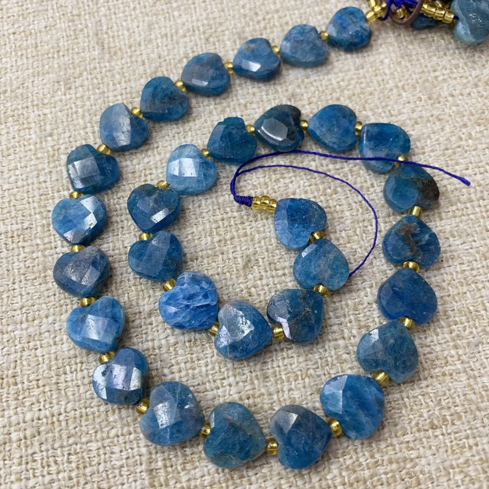 

Natural Blue Apatite Blue Moon Stone Faceted Heart Shape 12mm Loose Beads DIY Bracelet Necklace Pendants Jewelry Making