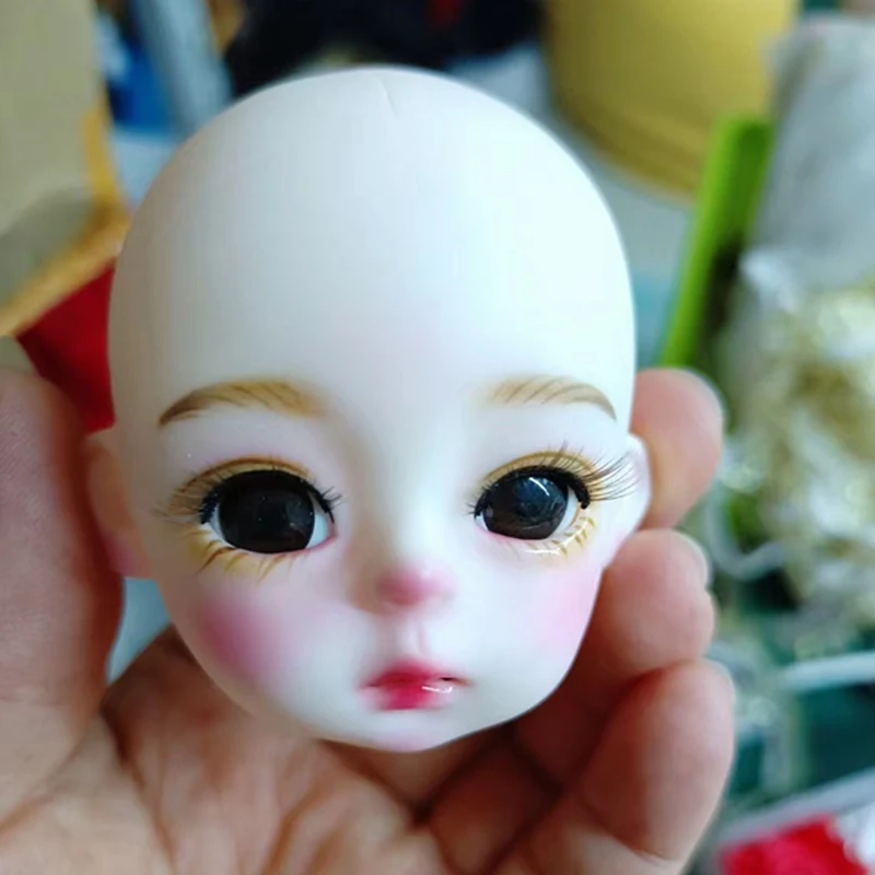 Cabeza de maquillaje Bjd pintada a mano para niñas, juguete de vestir, regalo, 28cm, 1/6