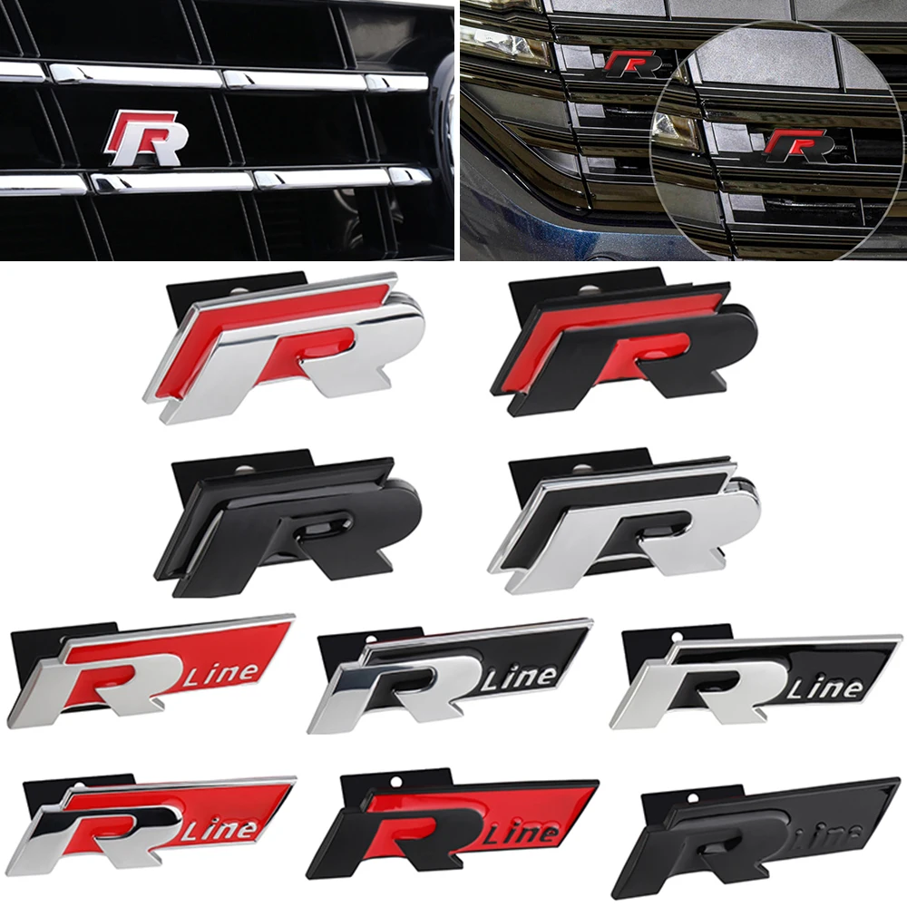 3D R RLINE Emblem Car Styling Front Grille Badge Decoration for VW Golf 7 5 4 6 Passat B6 Mk4 Tiguan Mk7 Scirocco Beetle Touareg