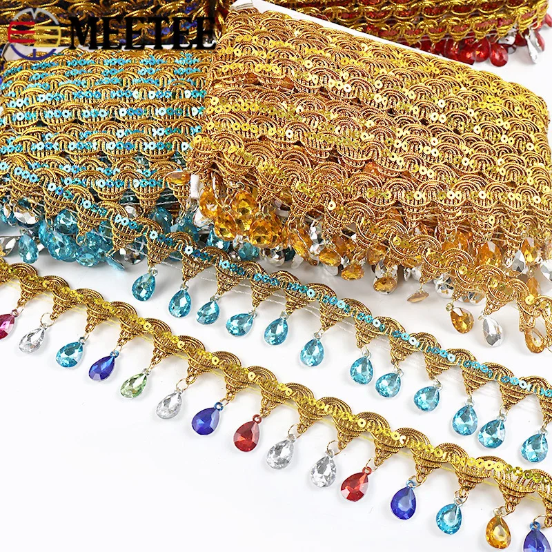 

1-5M 45mm Rhinestone Tassel Fringes Sewing Latin Dress Decor Lace Trim Dance Clothes Trimmings Fringe Tassels Crafts Materials