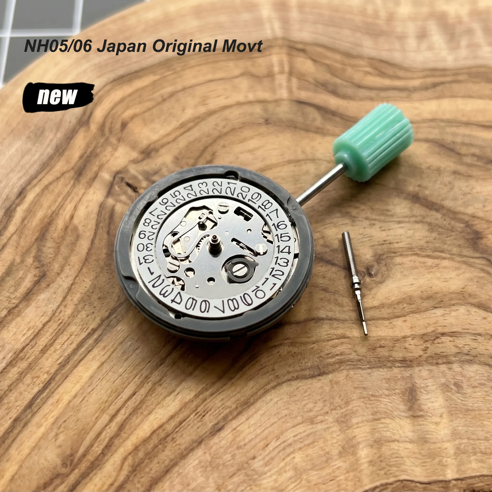 Original Japan NH05/NH06A Uhr mit automatischem mechanischem Uhrwerk, 21 Steine, Uhrenteile, automatischer Datum-/Wochentagsanzeige, Krone mit Kalenderanzeige bei 3 Uhr