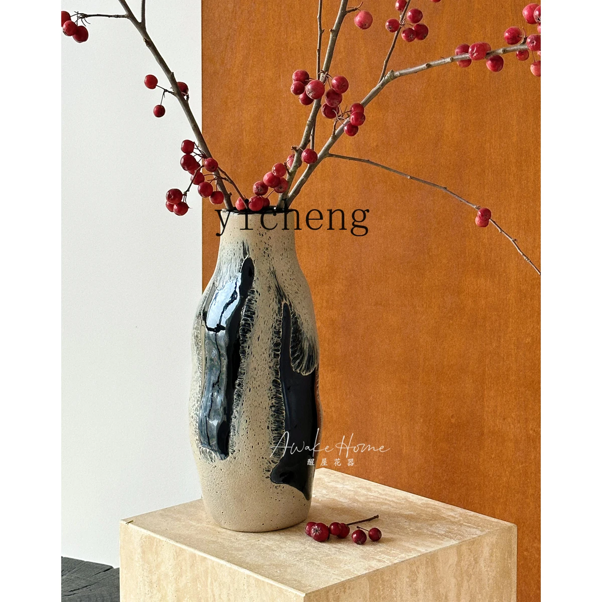 D3 Glazed Glass Vase Zen Premium Dry Branch B & B Tea Room Soft Flower Ware