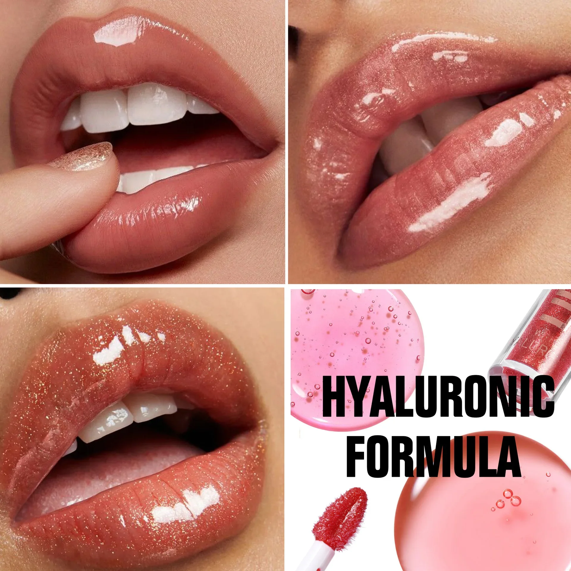 HANDAIYAN 8 色ミラーリップグロスヒアルロン酸水和保湿パール注入光沢のある口紅フルふっくら外観