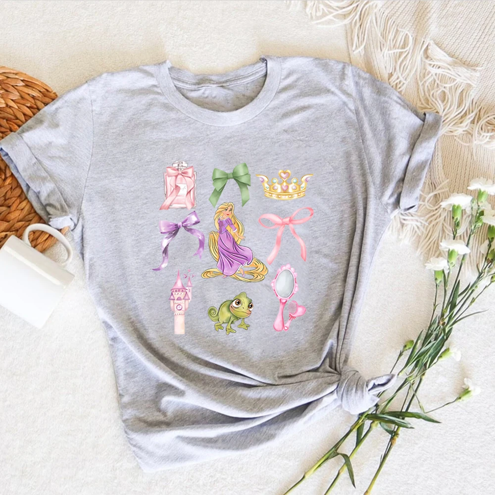 Aesthetic Tangled T-shirt Rapunzel Shirt Chasing Dreams Shirts Pascal Tee Harajuku Short Sleeves Tops Women Clothes Y2k Top