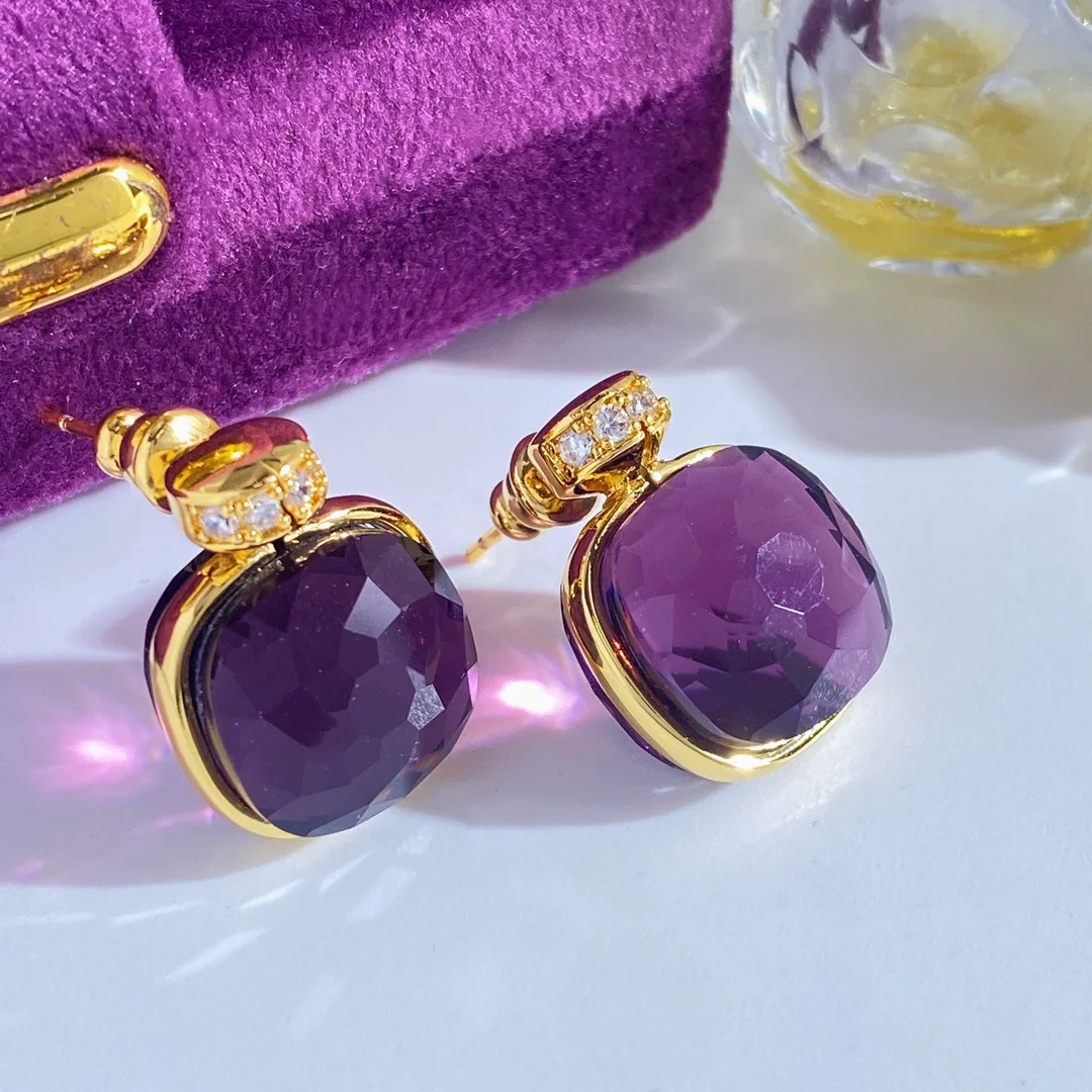 Creative and original design perfume bottle crystal single flower Ear nail explosion Exquisite artificial crystal earrings