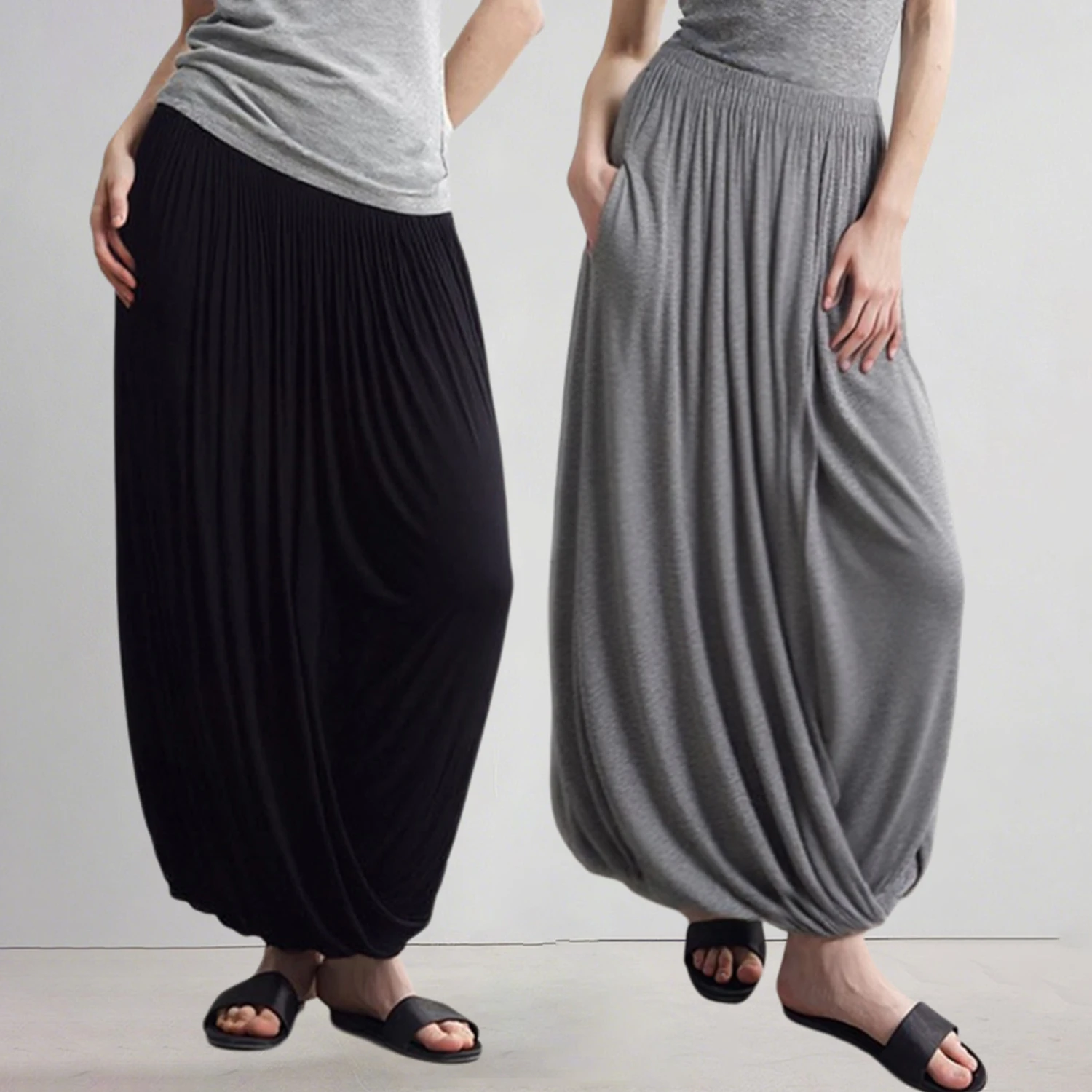 

C-GEM-Женская юбка-макси с напуском и юбкой - деталь с узлом, асимметричный подол, эластичная талия, стильный силуэт тюльпана