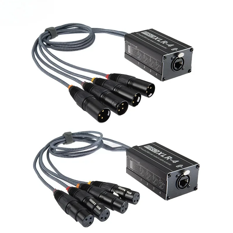 XLR Audio Snake 4 canais 3 pinos multi rede breakout para estúdio de gravação de palco cabo fêmea e macho extensor de sinal de rede