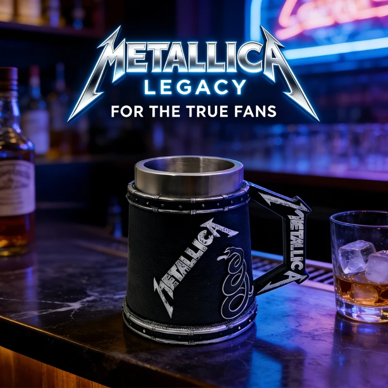Jarra de Cerveza Metallica Black Album Snake, de Acero Inoxidable, Gran Capacidad, Regalo Coleccionable para Fans de la Banda de Rock