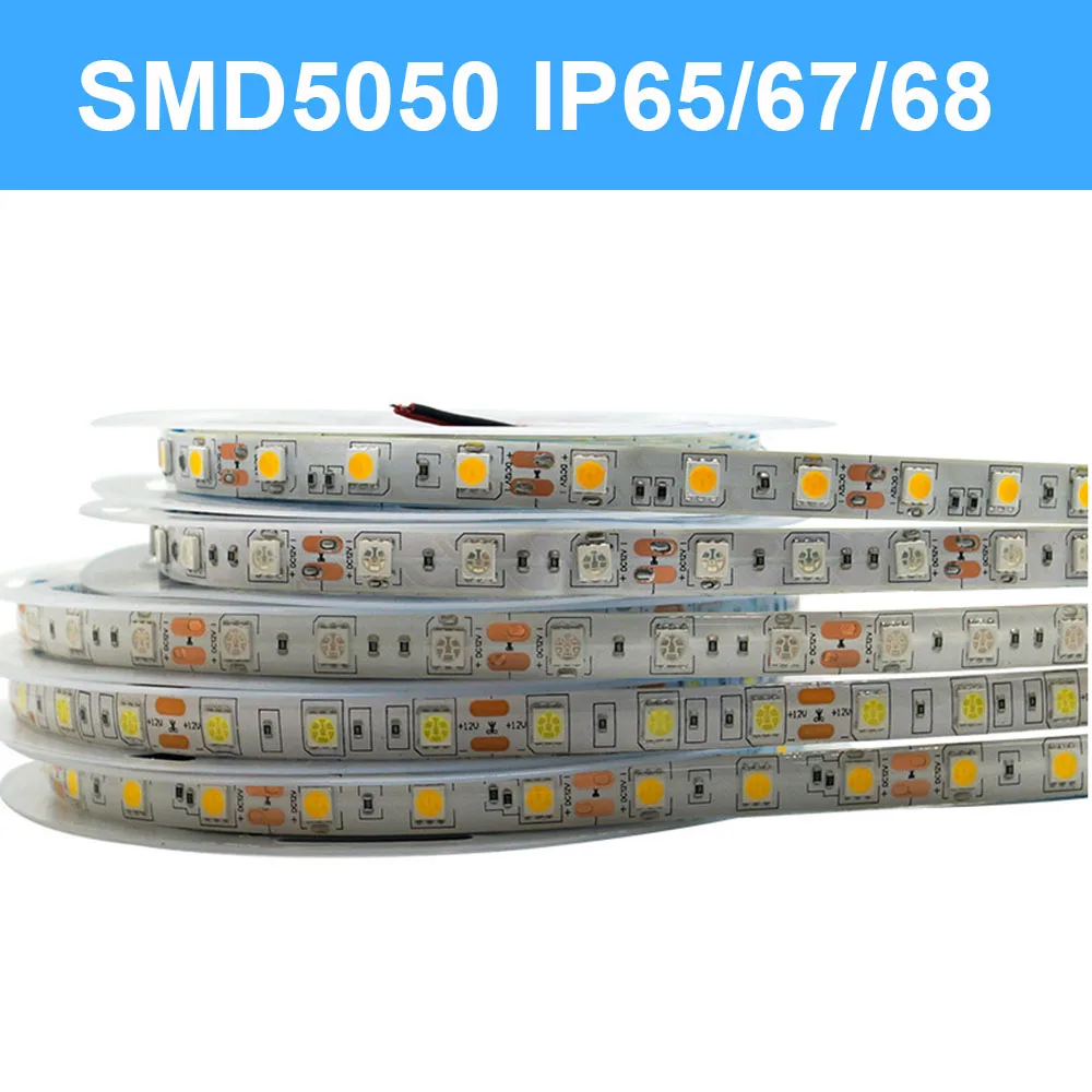 Tira de luces LED 5050 IP65 IP67 IP68 impermeable 24V 300Leds blanco/rojo/azul/Verde/RGB cinta Led decoración de iluminación para exteriores/bajo el