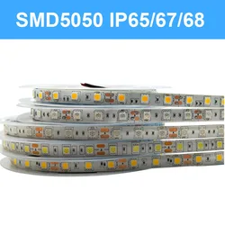 Tira de luces LED 5050 IP65 IP67 IP68 impermeable 24V 300Leds blanco/rojo/azul/Verde/RGB cinta Led decoración de iluminación para exteriores/bajo el agua