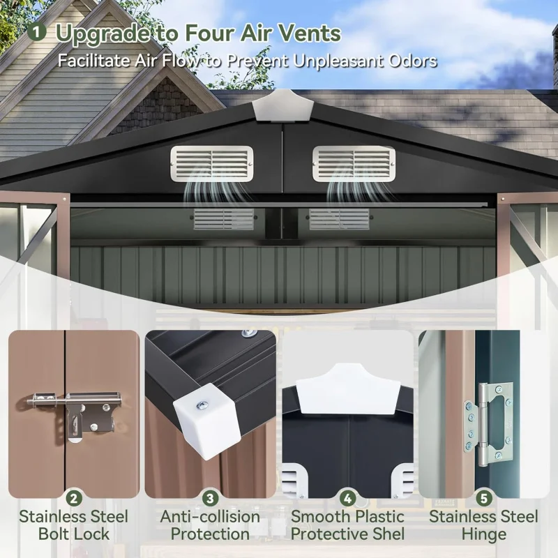 

TTX 6.2x4 FT Shed Outdoor Storage Shed with Lockable Doors & Slooping Roof Metal Garden Tool Shed for QZ