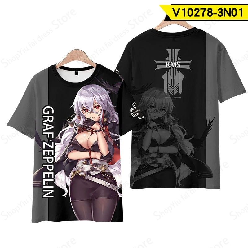 أنيمي Azur Lane ثلاثية الأبعاد المطبوعة التي شيرت الرجال النساء موضة تي شيرتات قصيرة الاكمام الاطفال الهيب هوب بلايز تيز المتضخم تي شيرت مانغا توب بوي