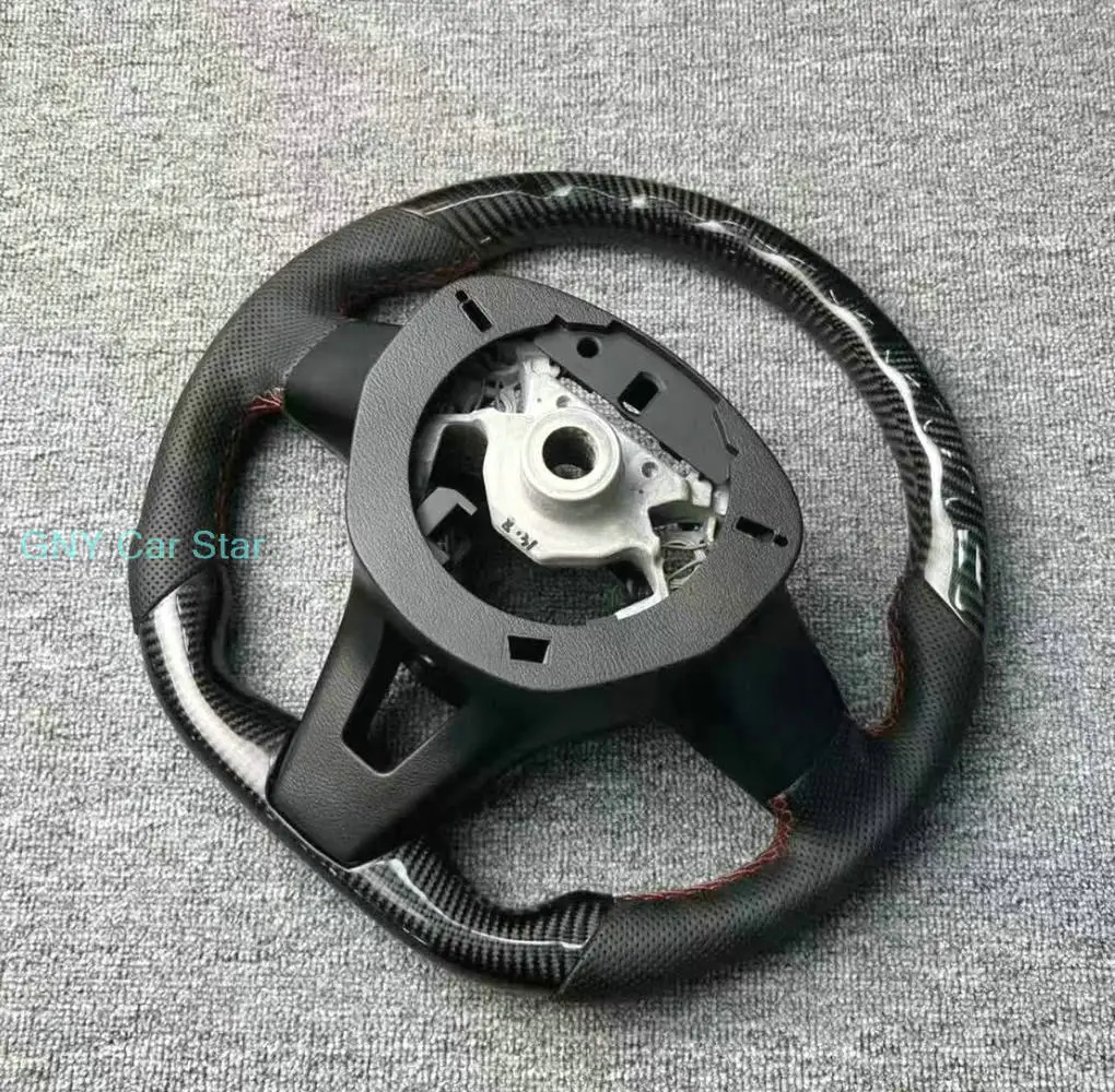 D Shape Carbon Fiber Car Leather Steering Wheel with Leather For Nissan