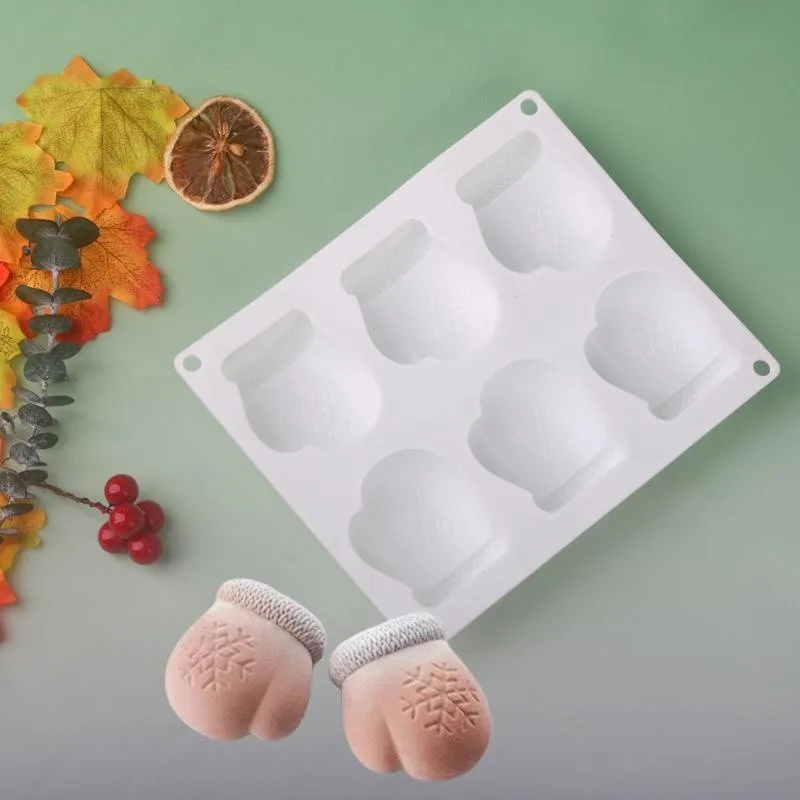 Creative DIY Baking Candle Soap Making Tool 6 Cavities Mittens Silicone Mold Chocolate Mousse Cake Pastry Aroma Gypsum Mould