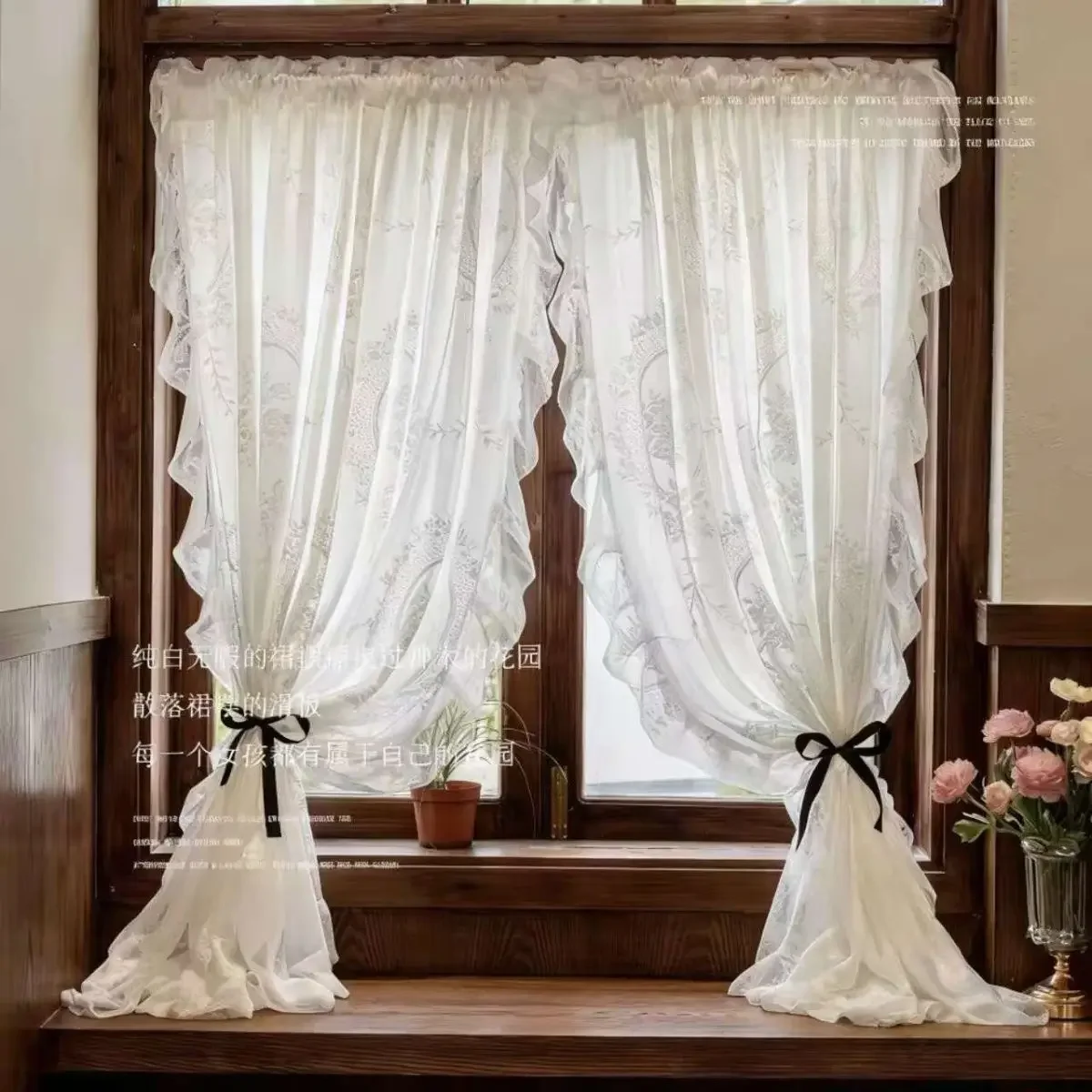 Hollow Star Curtain Fantasy Princess Style Lace Curtain Finished Product High Blackout Curtain for Balcony Living Room Bedroom