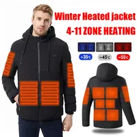 Heated Jacket, USB Intelligent Dual Control Switch 4-11 Zone Heated Jacket, Men's Women's Warm Cotton Jacket with Removable Hood