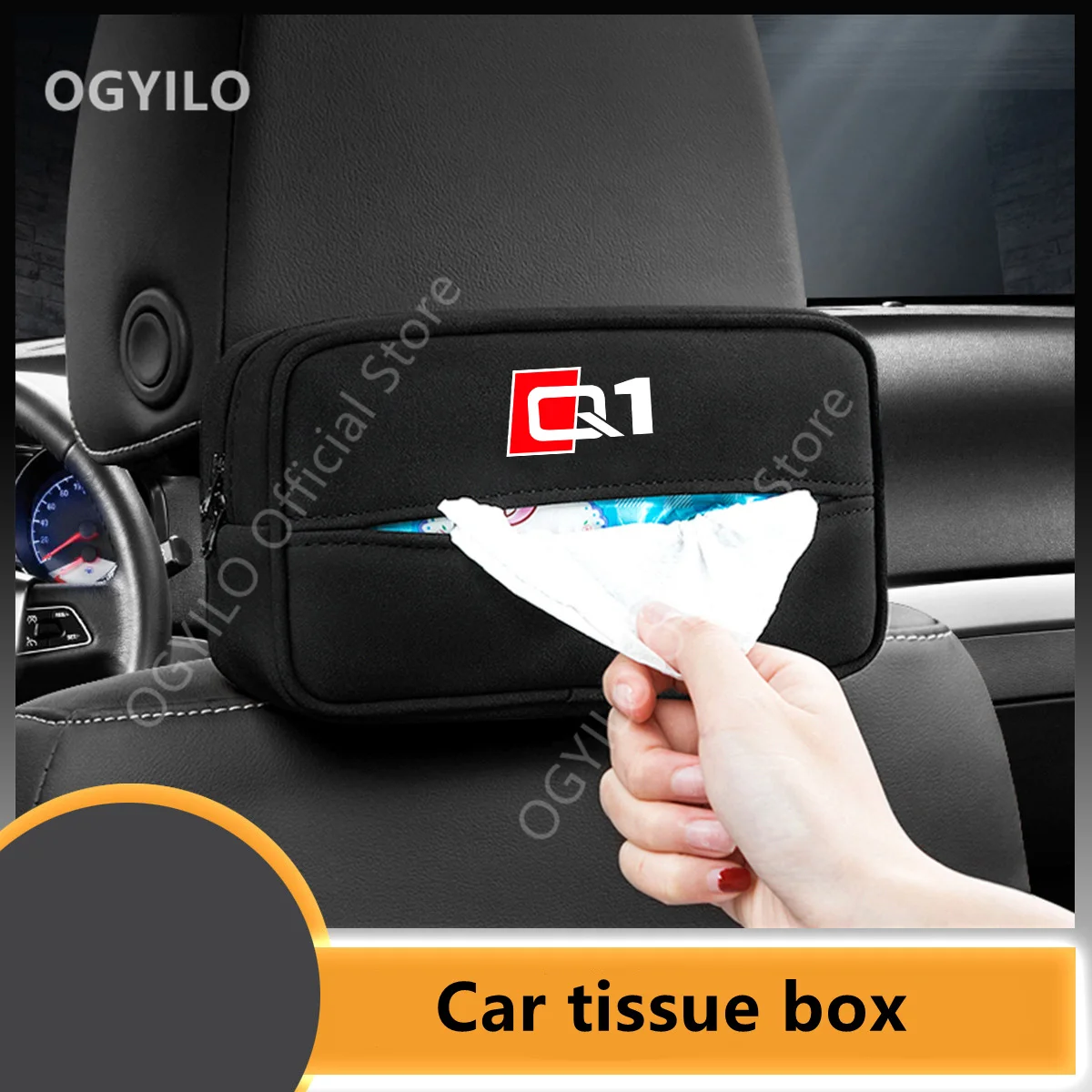 For Audi Q1 Car Tissue Box Rear Seat Sun Visor Hanging Holder Auto Interior Organizer Tissue Drawer Container Bag