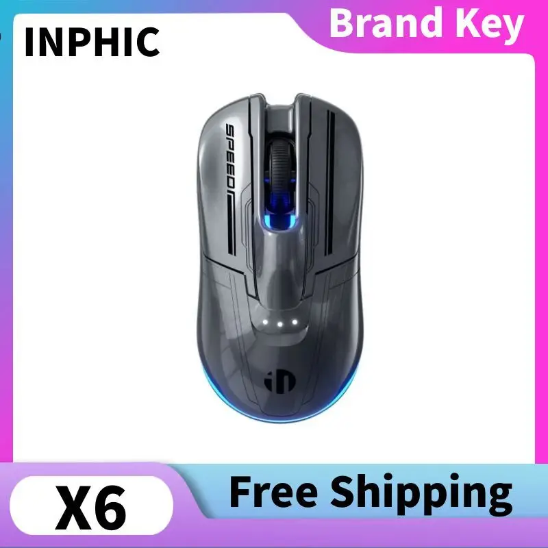 

INPHIC x6 креативная беспроводная двухрежимная игровая мышь 12800 точек на дюйм настраиваемая игровая перезаряжаемая Bluetooth-мышь аксессуары для ПК