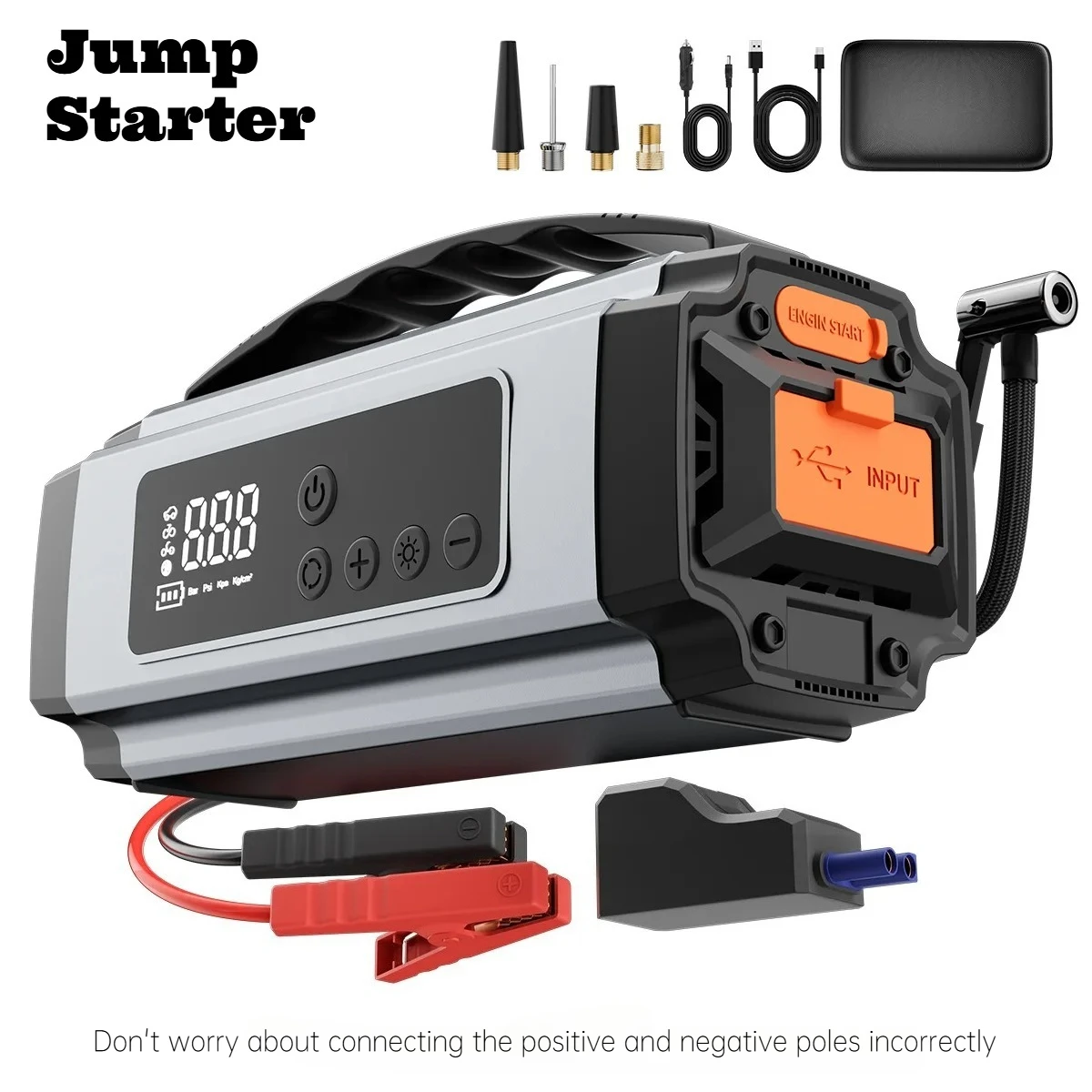 Car Tire Electric Air Pump Tire Pressure Monitoring Integrated Machine Emergency Start Power Supply Power Bank Warning Light