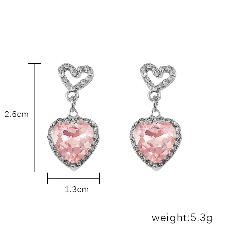 Trendy Cute Heart Crystal Necklace Earrings Set For Women Wedding Engagement Valentines Day Gift Fashion Jewelry Wholesale