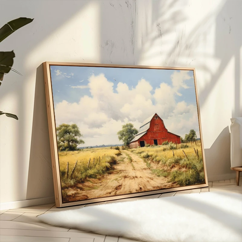The Four Seasons Vintage Rural Scenery Posters and Prints Canvas Printing Wall Art Picture for Living Room Home Decor Frameless