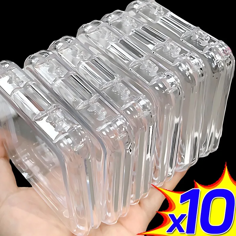 10/1PCS Square Storage Box Transparent Plastic Boxes For Earrings Rings Jewelry Storager Case Home Packaging Organizer Container