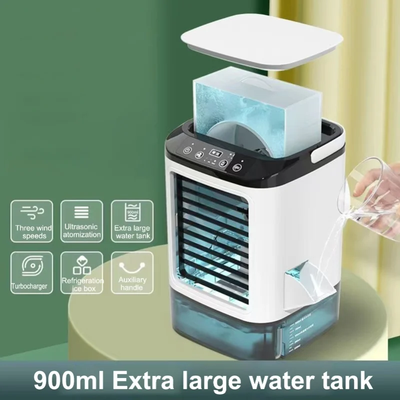 Personal Air Cooler Evaporative Portable AC With Colorful Atmosphere Light And Ice Box 3 Speed Adjustable Desktop Fan view 3