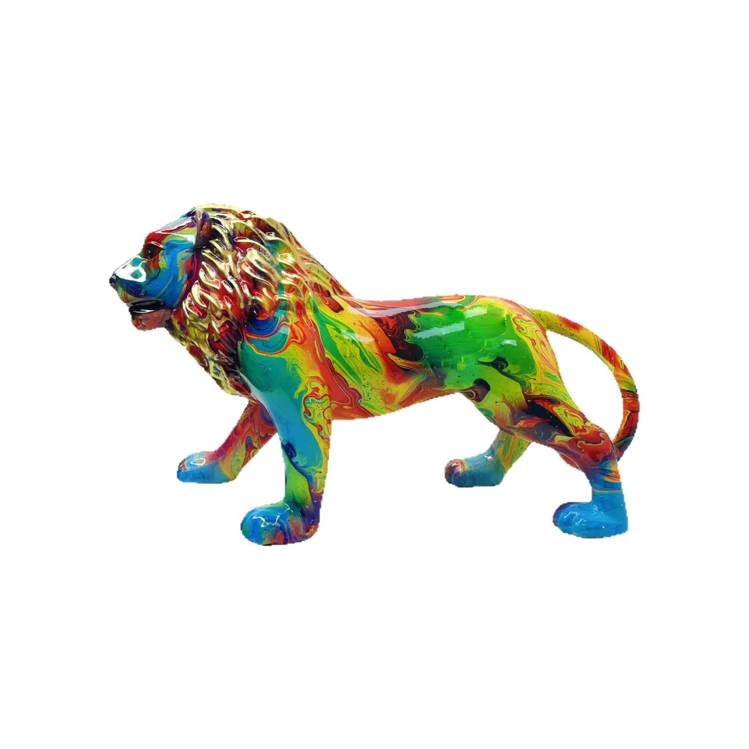 *qa Walking Lion Statue Unique Luxury Resin Figurine Desktop Coffee Table Decor Birthday Gift#