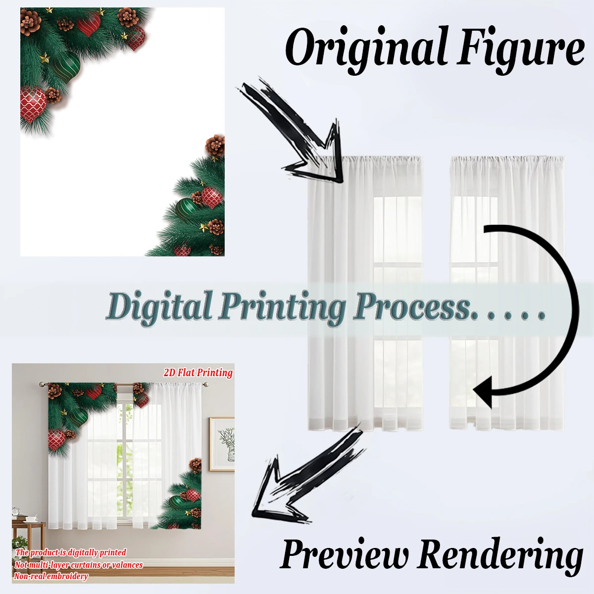 عيد الميلاد طباعة مسطحة المطبخ شير الستار مع عيد ميلاد سعيد الكرة كوز الصنوبر فرع الصنوبر لعيد الميلاد ديكور المنزل الطرف