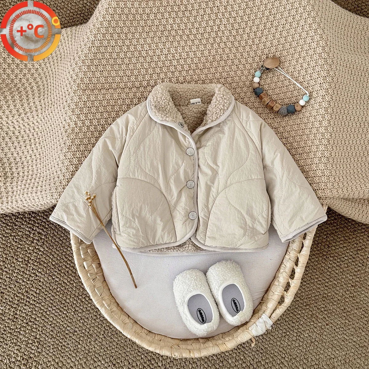 Baby Boys Girls Jackets For Kids Solid Cashmere Lined Cotton Coat Winter Warm High Necked Children Outerwear