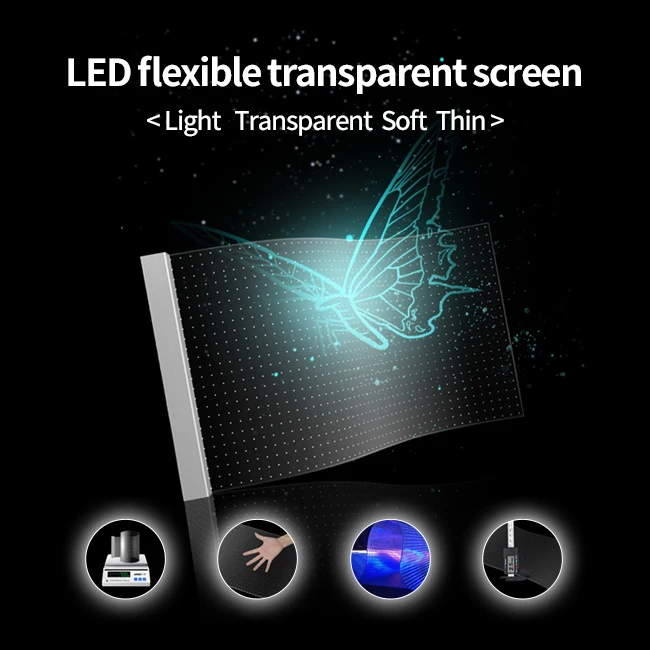 

LED Transparent Film Screen on Glass Advertising See-through Video Wall