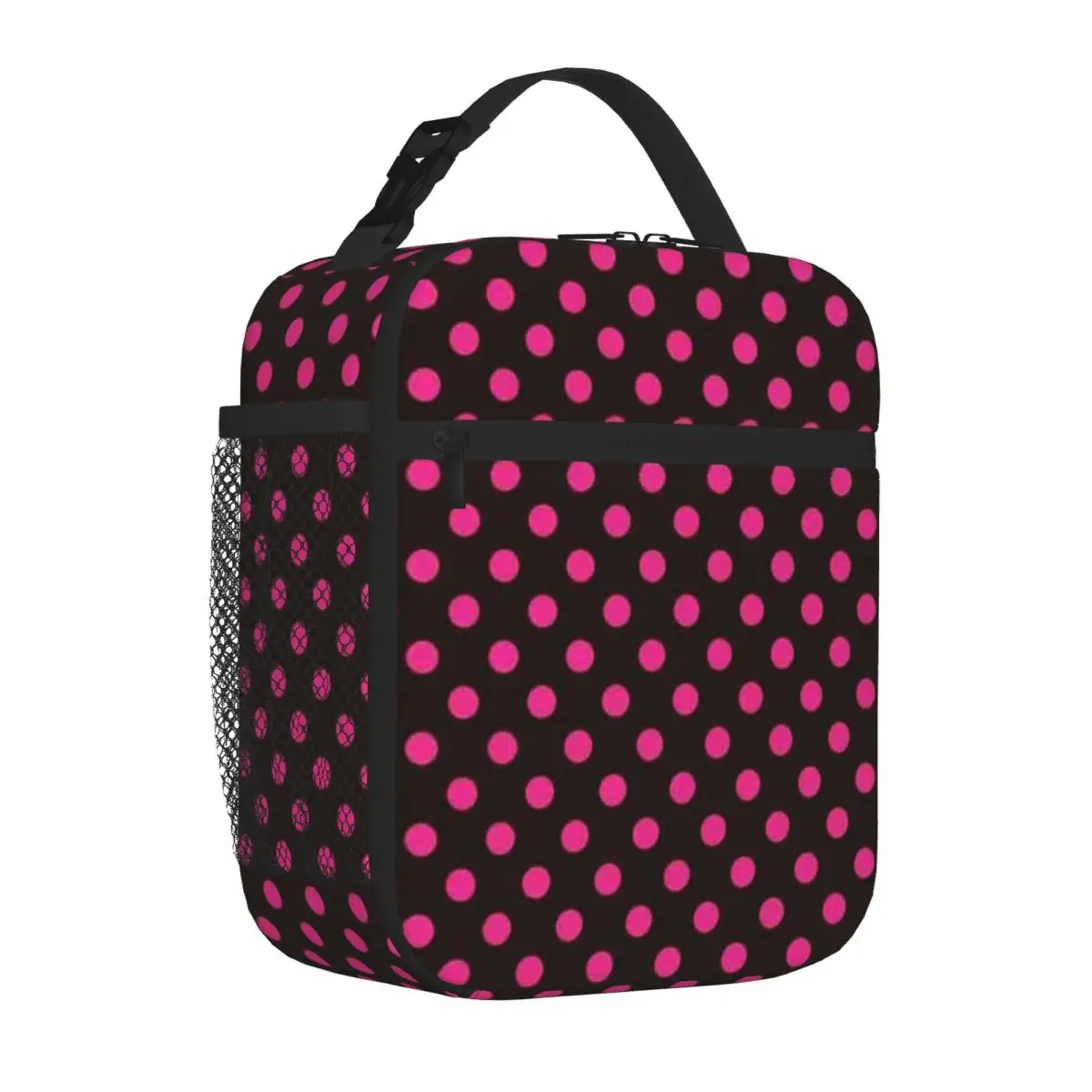 Bestselling Pink Brown Small Polka Dot Pattern Elegant Reusable Lunch Bag Outdoor Sports Adult Lunch Bag