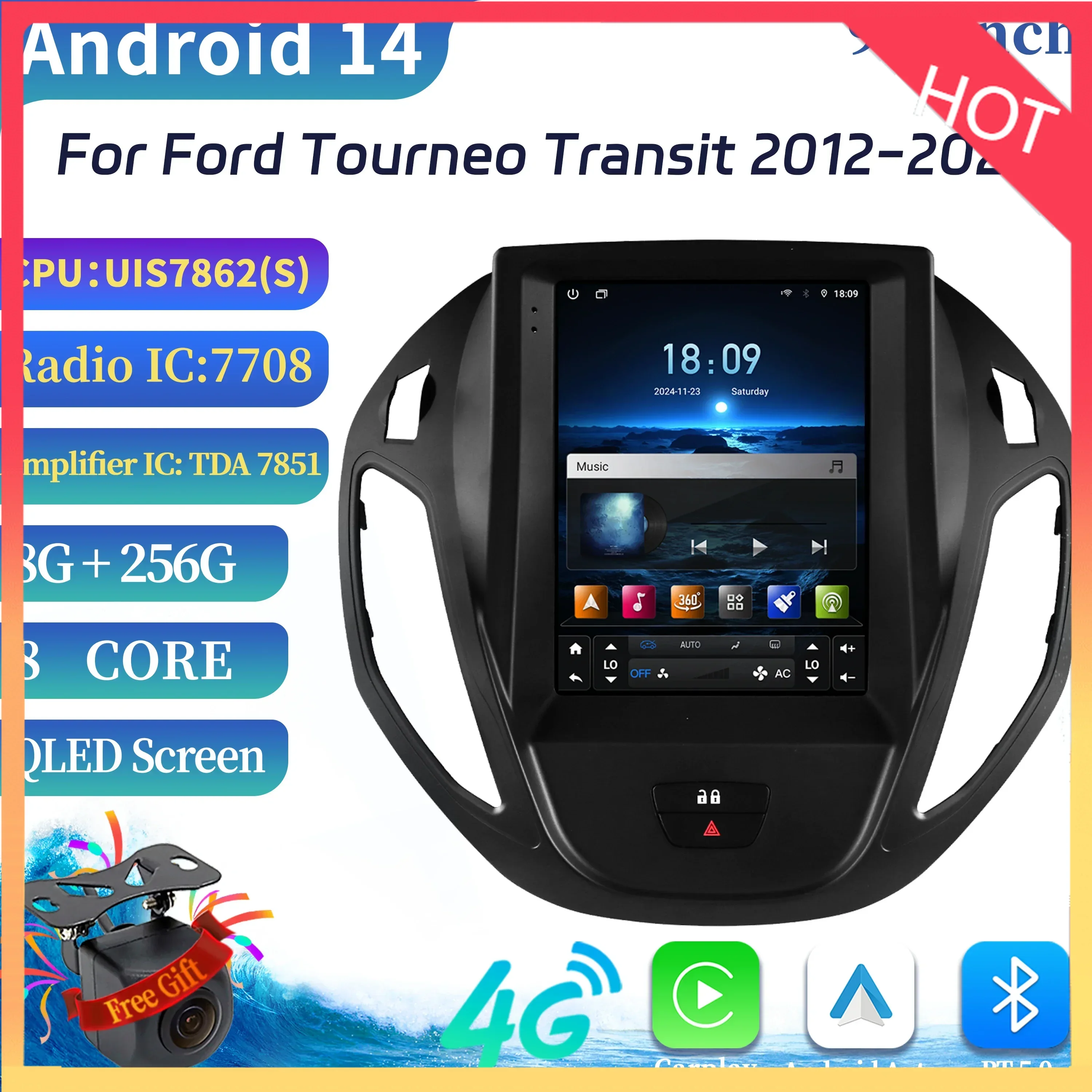 9.7inch Android Car Stereo Radio Multimedia Video Player For Ford Tourneo Transit 2012-2023 Navigation Carplay Head Unit Screen