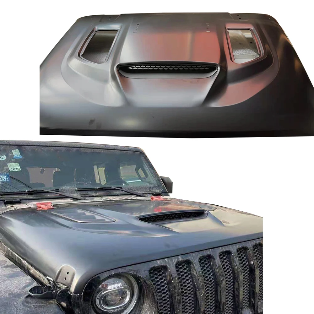 

SXMA JL1208 Engine Hood Cover Hellcat Style Hood Engine Cover US Edition Euro Edition Fiber Glass For Jeep Wrangler JL 18+