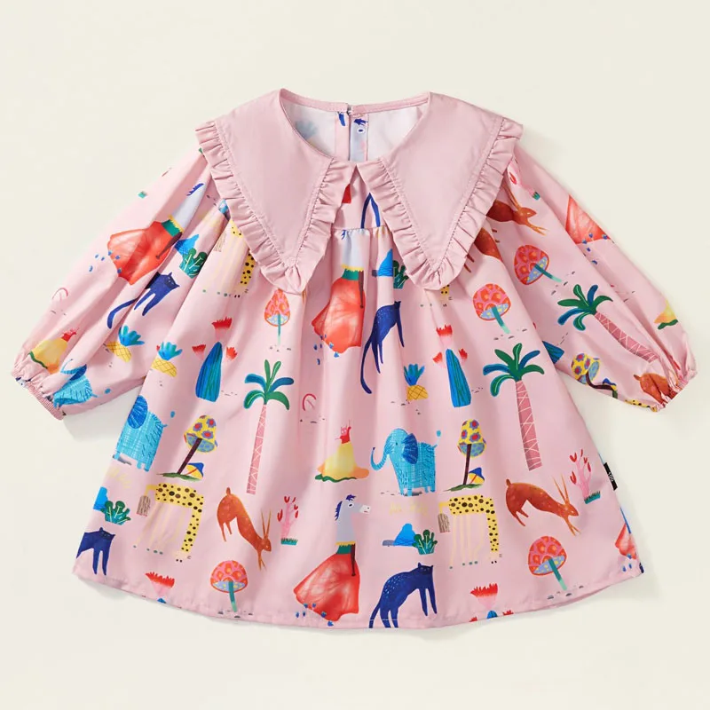 

Summer Girls Clothing Korean Fashion Cartoon Doll Collar Cute Long Sleeve Luxury Dresses Toddler Princess Dress Kids Costume 123