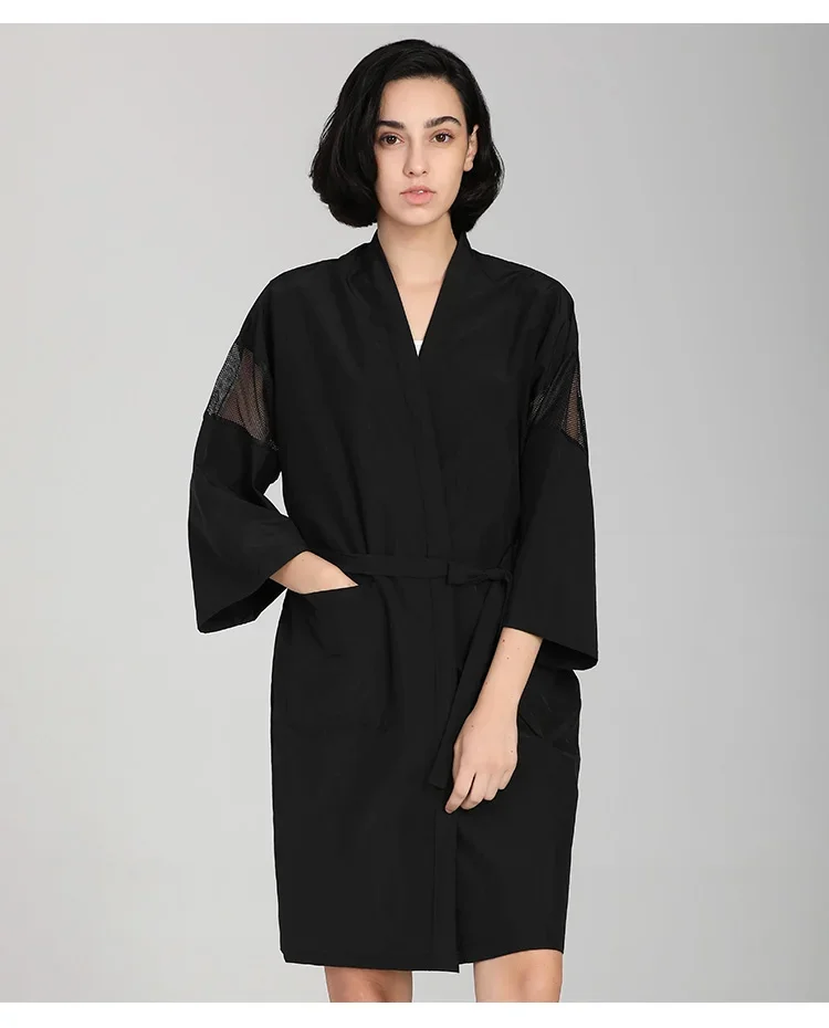 

Beauty Salon SPA Gown Cape Robe Haircut Apron Kimono Style Long Sleeve Smocks Salon Client Hair Styling Gown Barbershop Supply