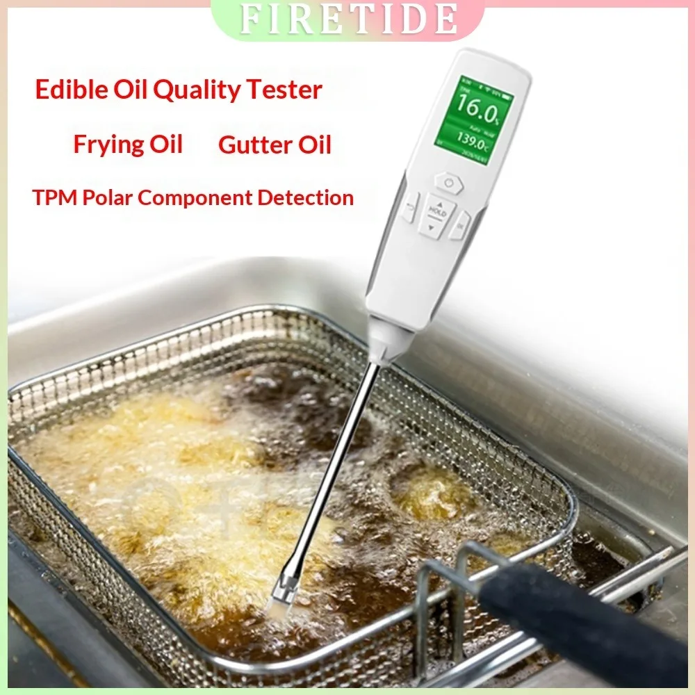Handheld Edible Oil Quality Tester, 0-200°C Cooking Oil TPM Polar Component Detector for Frying & Waste Oil