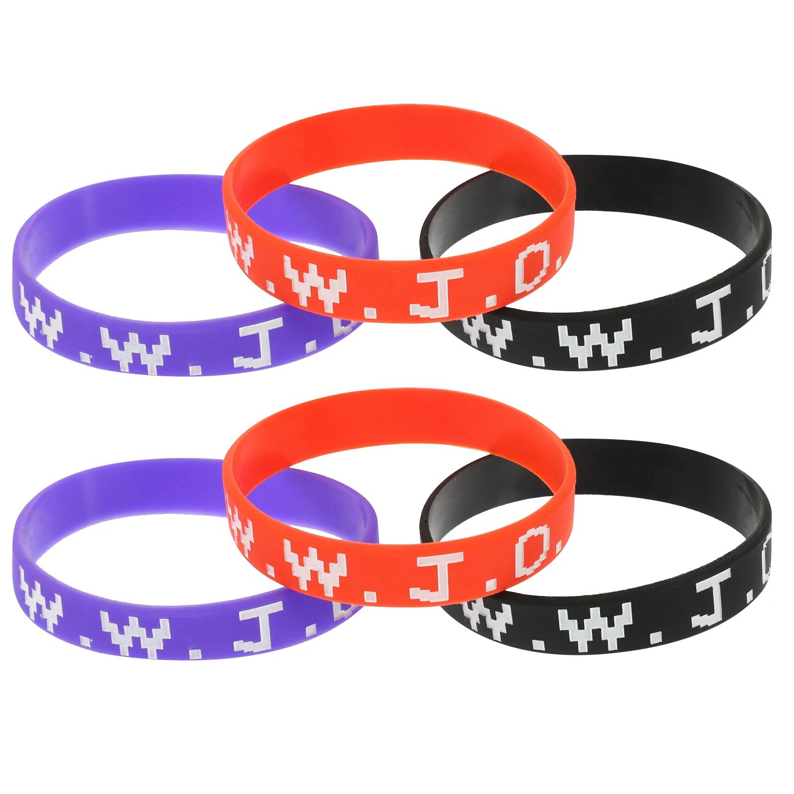 

6pcs Silicone Bracelets Elastic Wristbands for Men Women Black Purple Red Unisex -match Stylish Decorative Bracelets