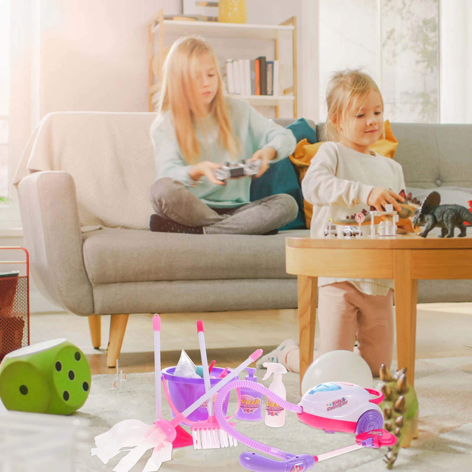 Ensemble de jouets d'aspirateur pour enfants de couleurs vives, équipement de nettoyage amusant, outils de maison de jeu pour enfants, aide à la maison