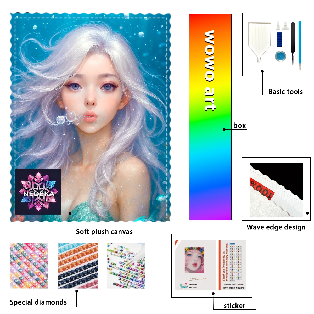 

【NEDEKA_ Diamond Art】A mermaid blowing bubbles AB Rhinestone FD Rhinestone Perfect Resin Diamond